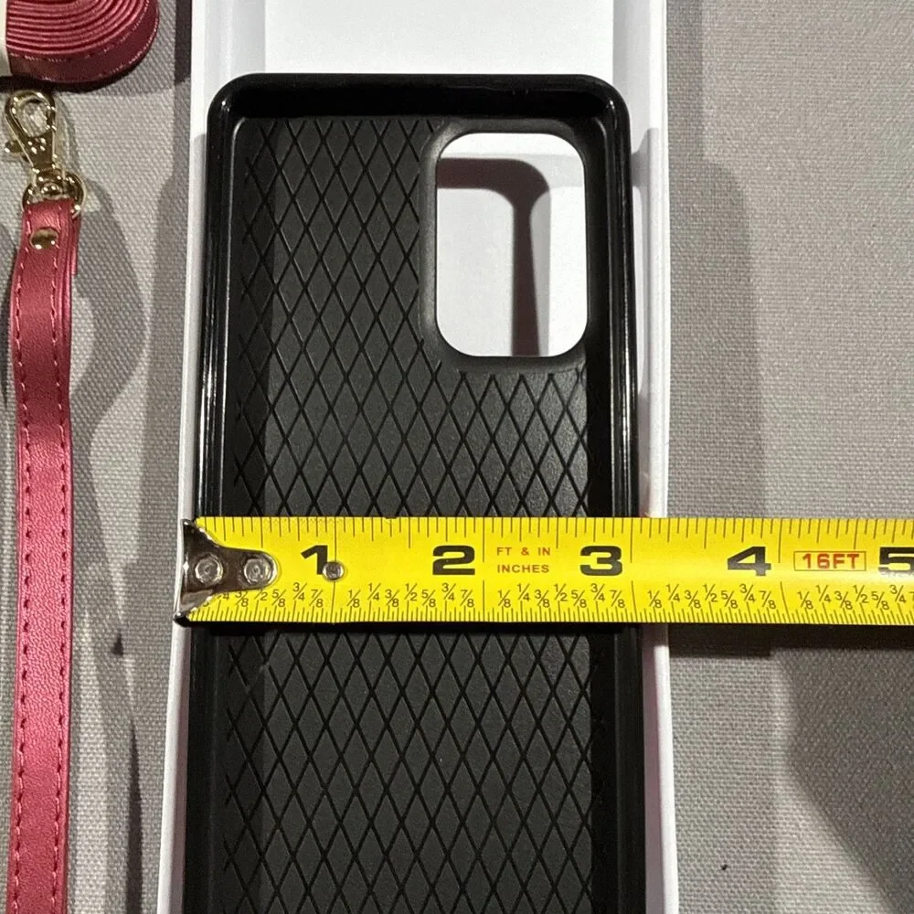 Asuwish Samsung Galaxy A53 Red Quilted Wallet with Crossbody Strap/Lanyard RFID
